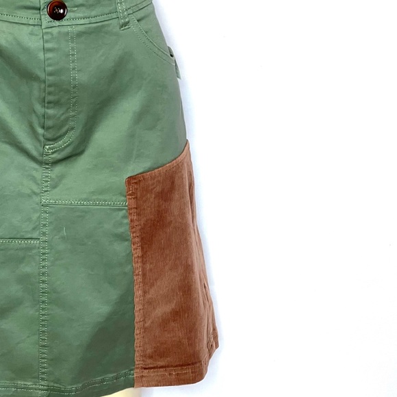 BRAND NEW ANTHROPOLOGIE MEADOW RUE ARMY GREEN PATCHED A LINE SKIRT SZ 10 - Picture 4 of 7